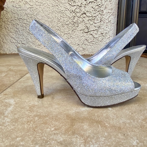 Call It Spring Women's Silver Slingback Heels - Picture 1 of 11